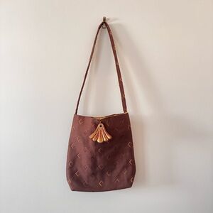 ONE OF A KIND | Chic Brown Shoulder Bag with Patterned Design | Rag Bags BR